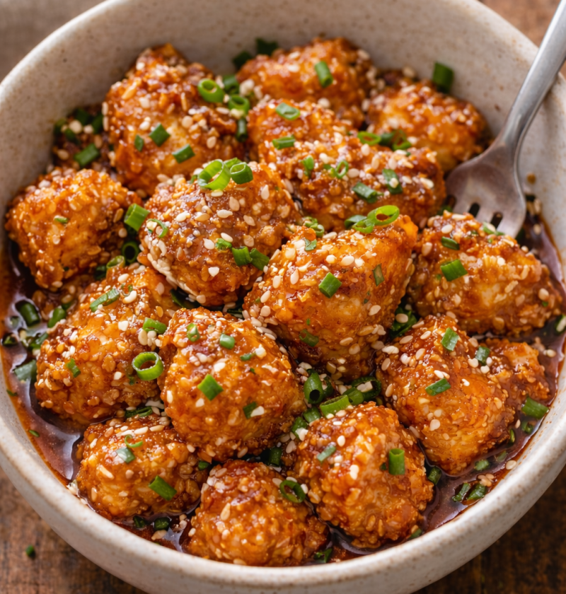 Knusprige Sesam-Soya Bites