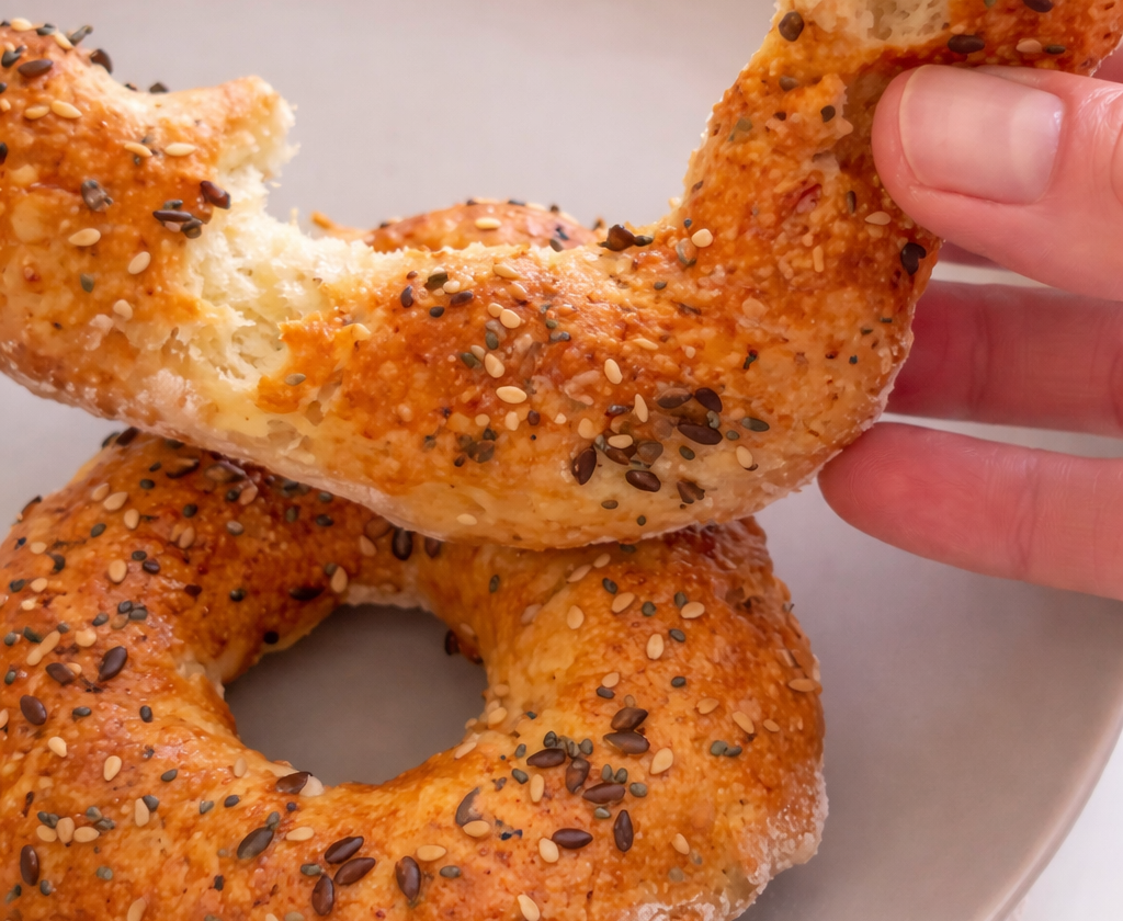 2-Zutaten High-Protein Bagels im Airfryer