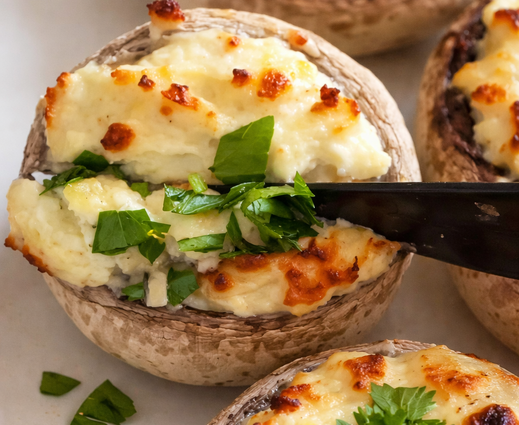 8-Minuten Champignons aus dem Airfryer (cremig gefüllt mit Feta)