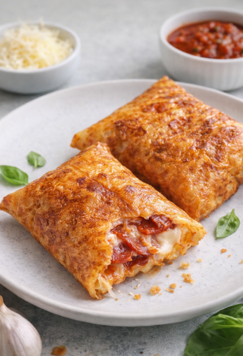 Airfryer Pizza-Pockets aus Reispapier (10-Minuten Snack)