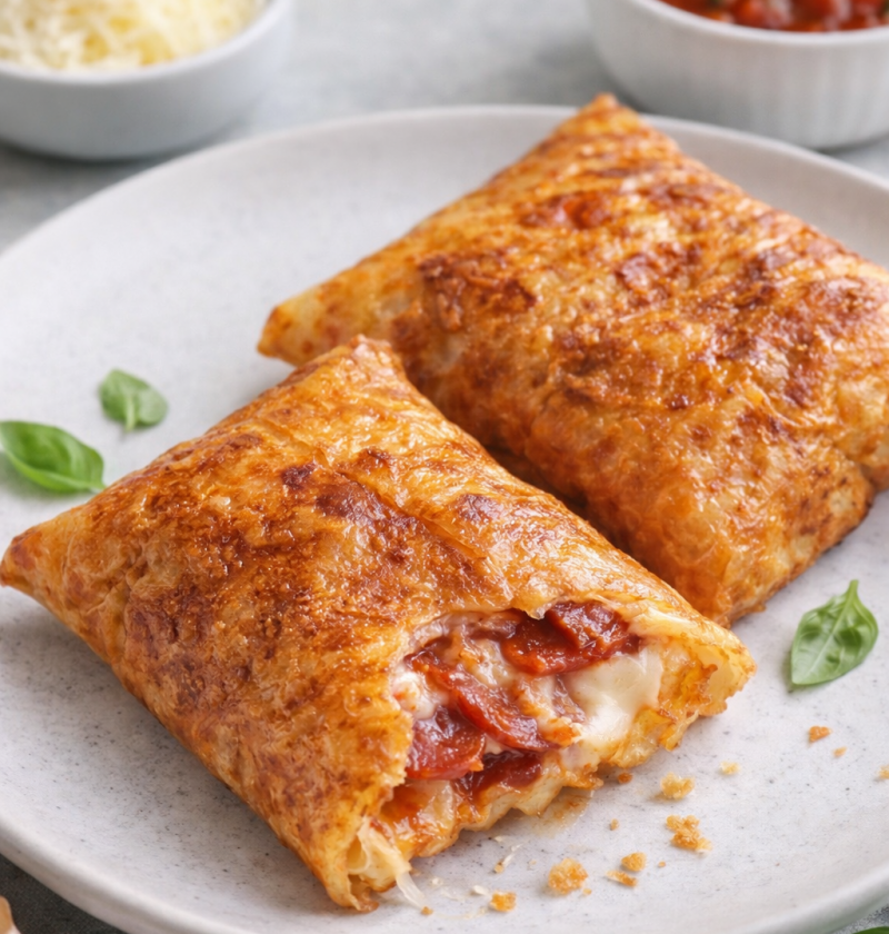 Airfryer Pizza-Pockets aus Reispapier (10-Minuten Snack)
