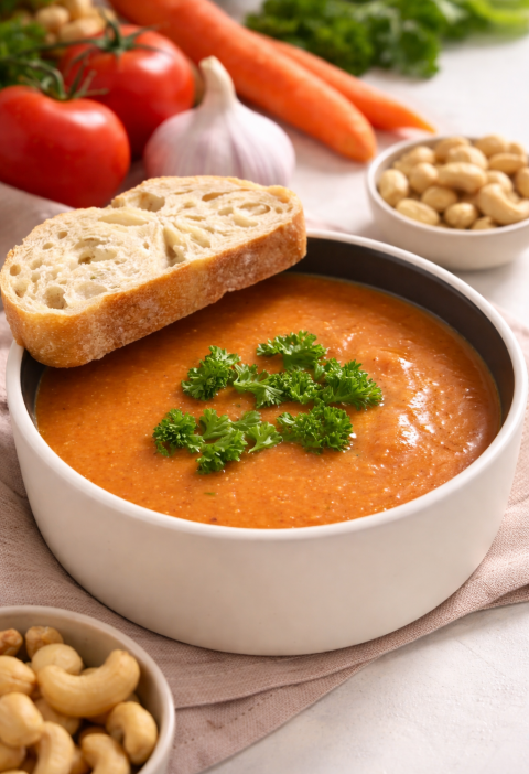 Geröstete Gemüse-Cashew-Suppe (Einfach & Aromatisch aus dem Ofen)