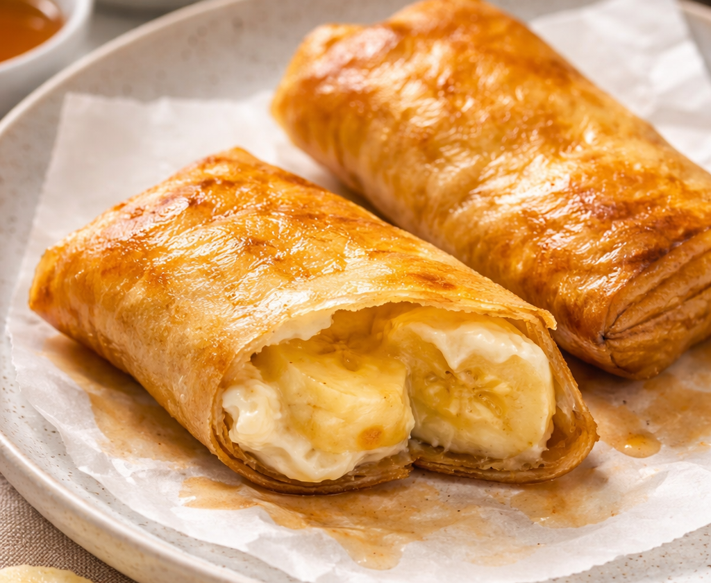 Knusprige Bananen-Rolls aus Reispapier (Airfryer Dessert in 15 Minuten)