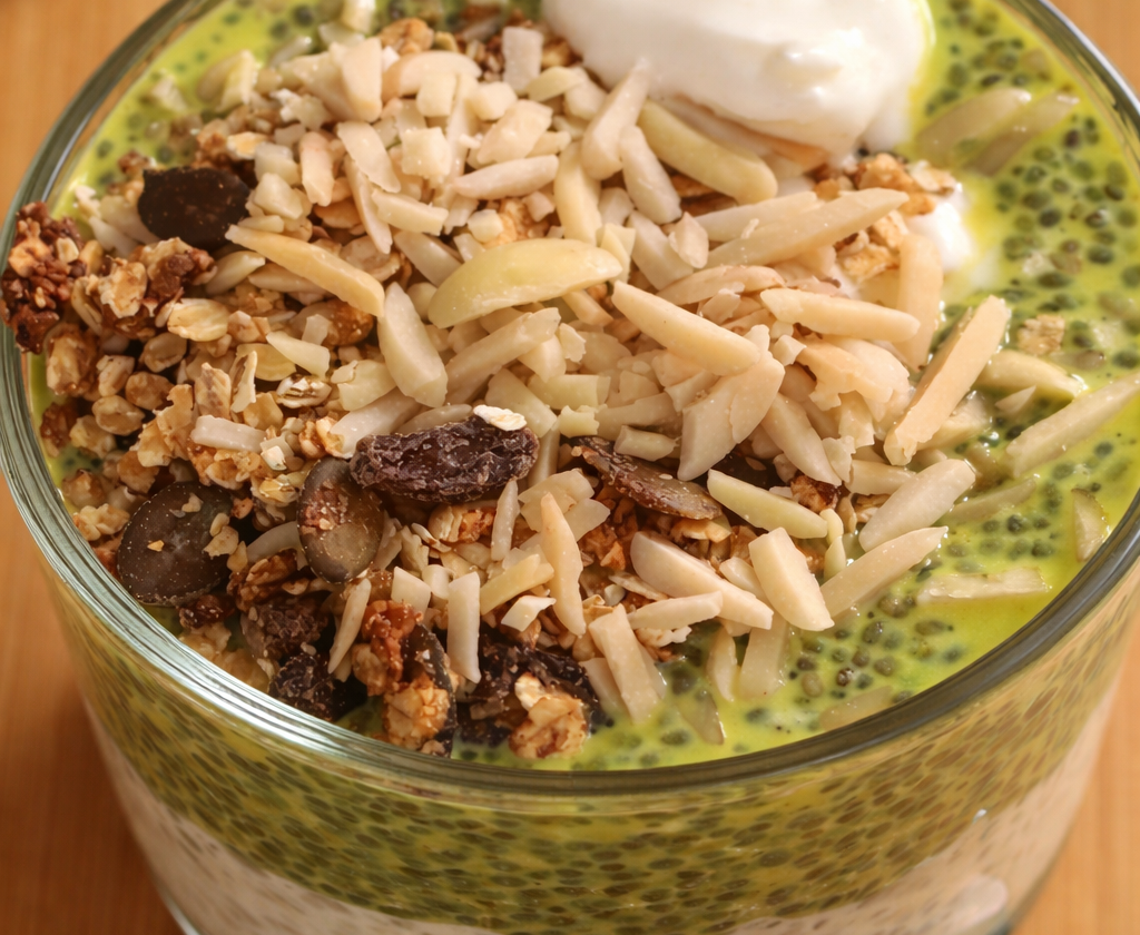 Protein-Chia Frühstück mit Matcha (Meal Prep)
