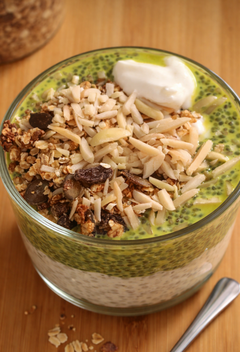 Protein-Chia Frühstück mit Matcha (Meal Prep)