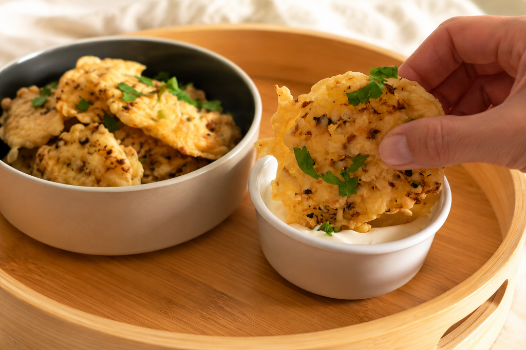 Knuspriger Kartoffel-Snack aus dem Airfryer mit Käse