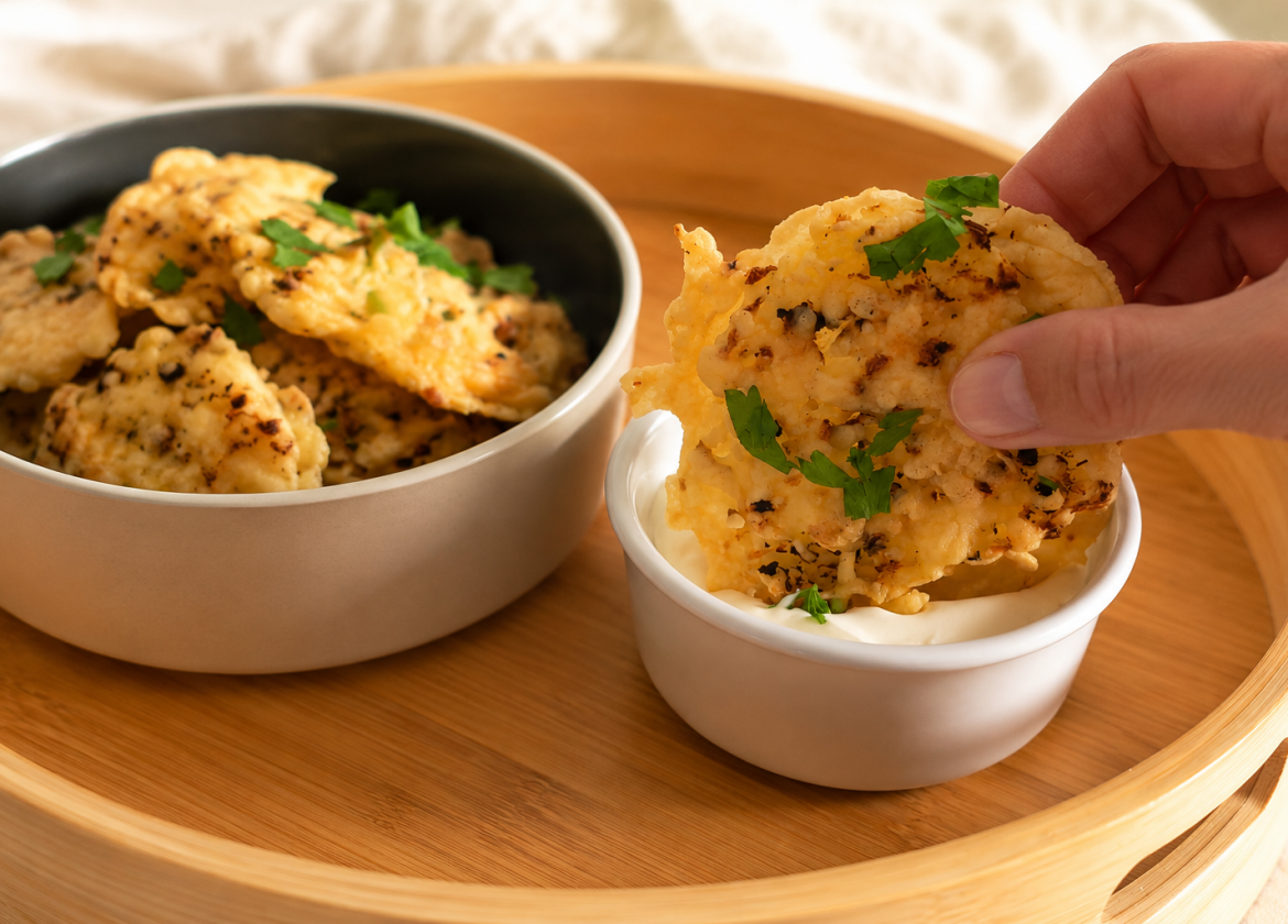 Knuspriger Kartoffel-Snack aus dem Airfryer mit Käse